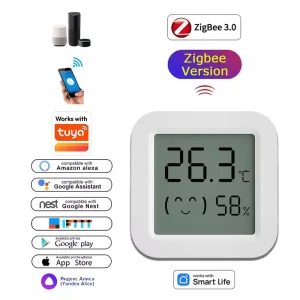 Tuya Capteur Température & Humidité Zigbee – Écran LCD Smart Office