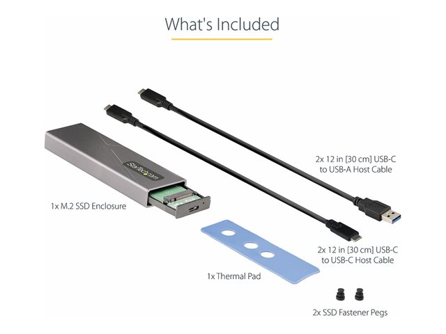 StarTech.com Boîtier Externe SSD M.2 NVMe/SATA USB-C 3.2 Gen 2 – 10 Gb/s – Câbles USB-C/A – Image 2